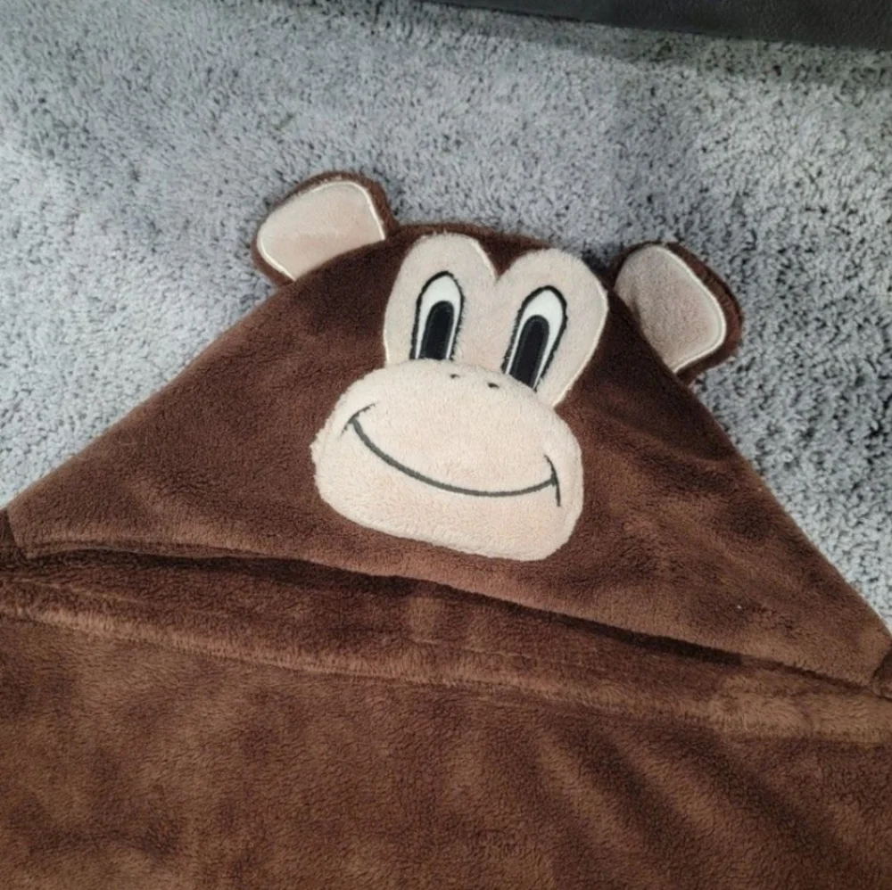 Monkey Hooded Bathrobe Towel